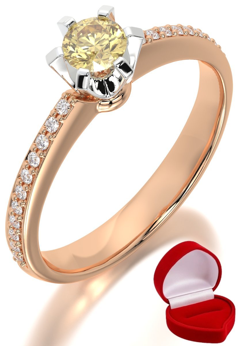 ZŁOTY PIERŚCIONEK ZARĘCZYNOWY 585 14k SZAFIR 0,19 ct RÓŻOWE ZŁOTO R19