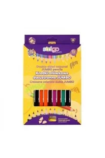 Kredki ołówkowe do szkoły Jumbo trójkątne dwukolorowe Strigo 12 szt. 24 kolory z temperówką - Przybory szkolne - miniaturka - grafika 1