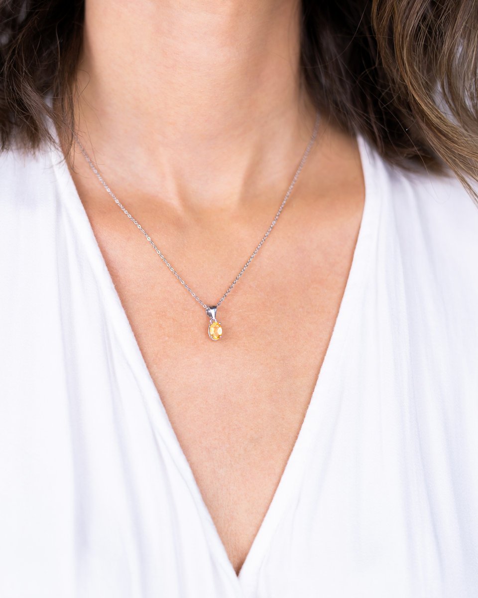 Komplet srebrny z cytrynem subtelny - kolczyki z zawieszką