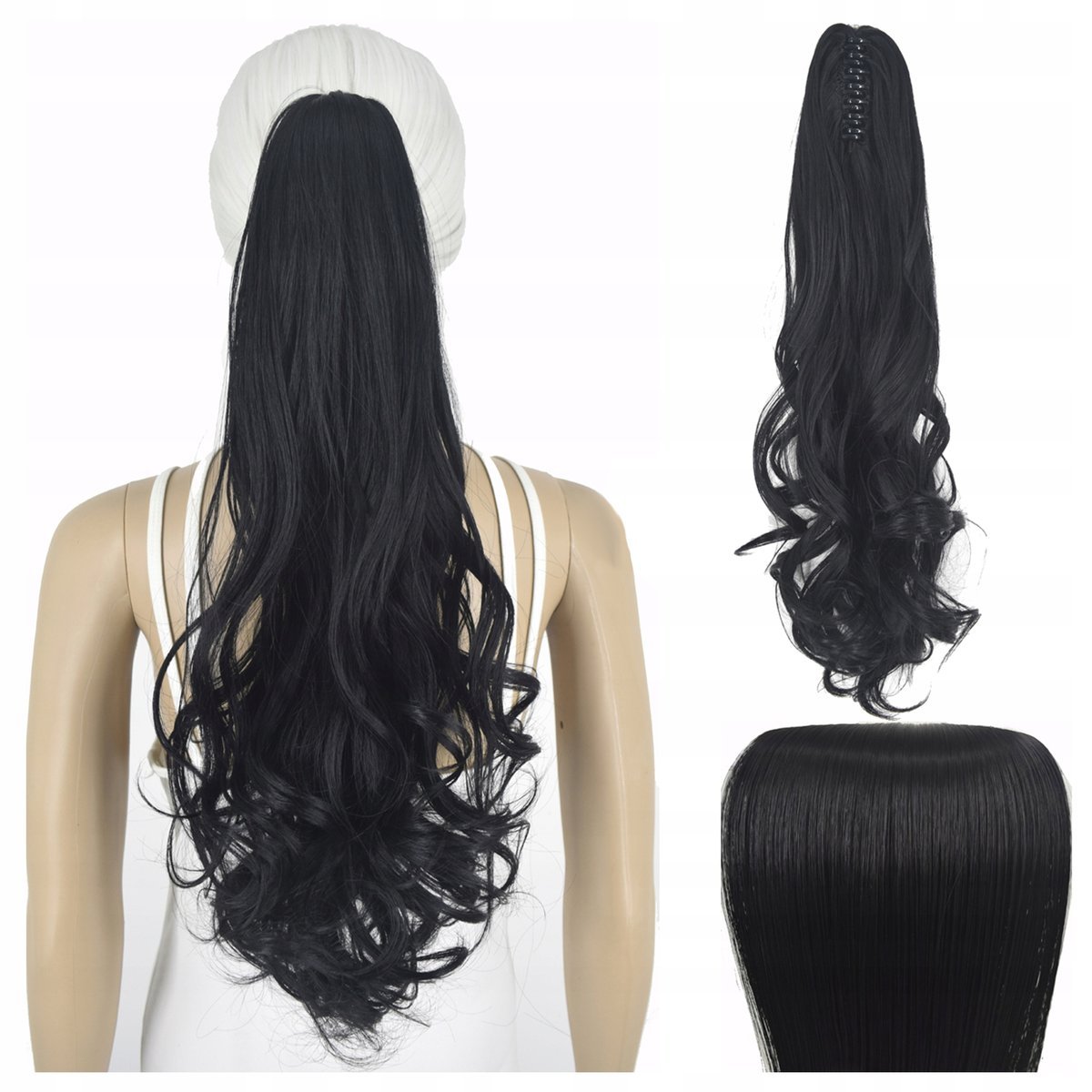 Włosy Syntetyczne Doczepiane Kucyk na Klipsie 55 cm Clip In Jak Naturalne