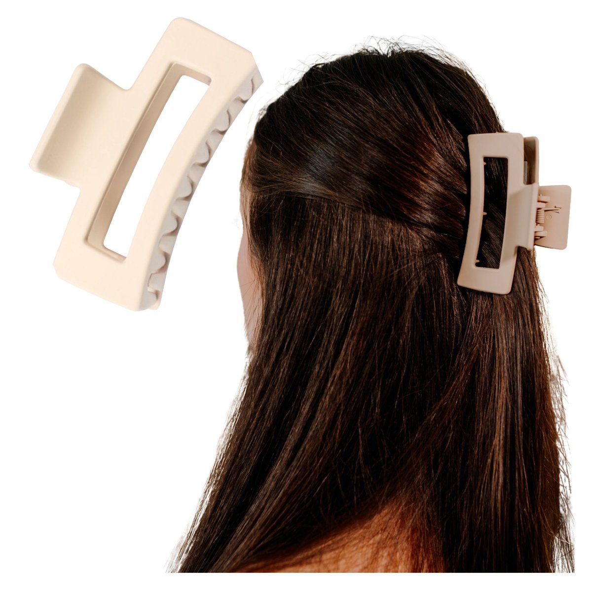 Klamra do Włosów Beżowa Duża Spinka Francuska Matowa Lekka i Wytrzymała
