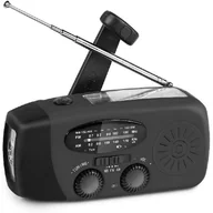 Radia - Radio awaryjne z korbką i latarką LED, przenośne radio NOAA AM/FM z powerbankiem 2000 mAh, czarne - miniaturka - grafika 1