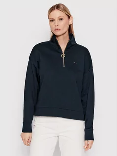 Bluzy damskie - Tommy Hilfiger Bluza Half-Zip WW0WW33912 Granatowy Relaxed Fit - grafika 1