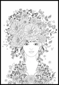 Kolorowanki, wyklejanki - Kolorowanka w formie plakatu dla dzieci i nie tylko, z piękną grafiką, kobieta z kwiecistą fryzurą, format 30x40 cm - miniaturka - grafika 1