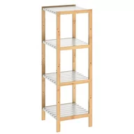 Szafki łazienkowe - Szafka Łazienka Przedpokój Bambusowa 4 Półki Biała - miniaturka - grafika 1