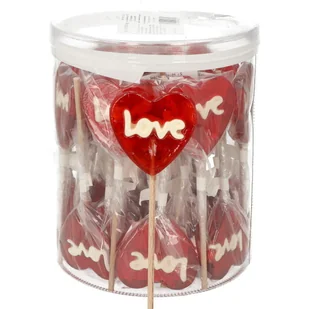 LIZAKI WALENTYNKOWE LIZAK SERCE LOVE MINI NA WALENTYNKI 20G 40SZT - Gumy do żucia, lizaki, dropsy - miniaturka - grafika 1