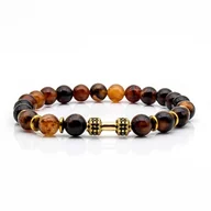 Bransolety męskie - Bransoletka brązowa koraliki - kamienie naturalne tygrysie oko EM - EM Men's Accessories - miniaturka - grafika 1