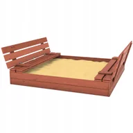 Place zabaw - Piaskownica Drewniana XXL Zamykana Składana Z Ławkami 150x150 Żółta - miniaturka - grafika 1