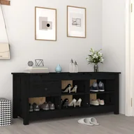 Szafki na buty - Lumarko Szafka na buty, czarna, 110x38x45,5 cm, lite drewno sosnowe - miniaturka - grafika 1