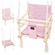 Leżaczki i huśtawki - Huśtawka dla dzieci Drewniana Velvet 3w1 Brudny Róż 170 cm/ Tuluszka - miniaturka - grafika 1
