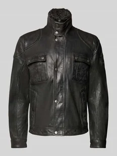 Kurtka skórzana ze stójką model ‘GARRECK’ - Kurtki męskie - miniaturka - grafika 1