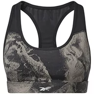 Biustonosze - Reebok Damski biustonosz sportowy Ts Lux Racer Bra-jacquard czarny l - miniaturka - grafika 1