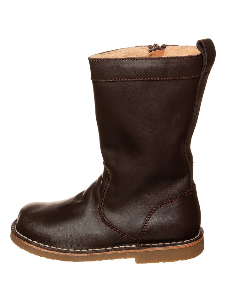 kmins Skórzane kozaki w kolorze ciemnobrązowym