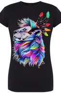 Koszulki i topy damskie - Lew Kolorowy Damski T-shirt Modny Nadruk Rozm.XXL - miniaturka - grafika 1