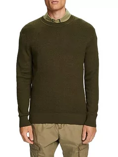 Swetry męskie - ESPRIT sweter męski, 355/ciemny khaki., XS - grafika 1