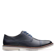 Czapki damskie - Clarks Męska czapka z daszkiem Atticus LT Oxford, granatowa skóra, 44,5 EU, Navy Leather, 44.5 eu - miniaturka - grafika 1