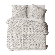 Pościel - Pościel flanelowa 140x200 614N biała beżowa wielokolorowa kwiaty Flanela Komfort - miniaturka - grafika 1