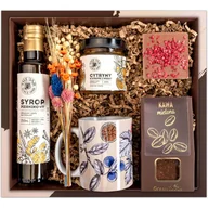 Zestawy upominkowe - Kosz prezentowy zestaw z kawą, kubkiem i syropem z cytrynami. Pudełko prezentowe - miniaturka - grafika 1