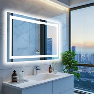 Lustra - Lustro łazienkowe LUVODI LED z głośnikiem Bluetooth, lustro łazienkowe 151x78cm z oświetleniem, lustro ścienne LED z funkcją ściemniania, bezmgielne, przełącznik dotykowy - miniaturka - grafika 1