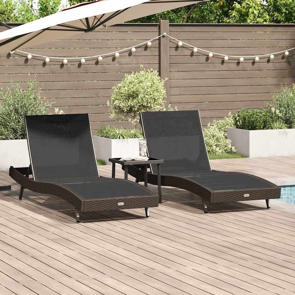 Leżaki 3 pcs Brązowy 40 x 40 x 40.5 cm polirattan