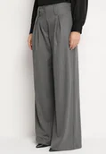 Spodnie damskie - Ciemnoszare Spodnie Garniturowe z Wiskozą o Szerokim Kroju z Kieszeniami Filolena - miniaturka - grafika 1