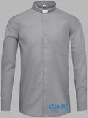 Szaty liturgiczne - Koszula kapłańska z koloratką, długi rękaw - jasnoszara - miniaturka - grafika 1