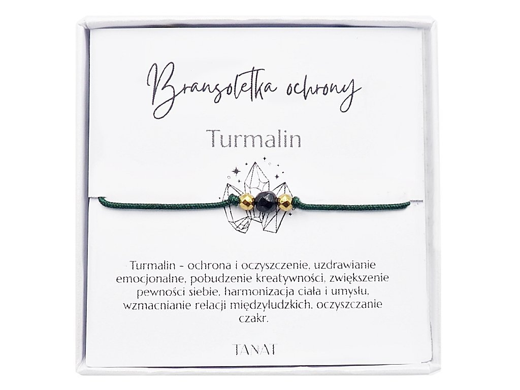 Zielona bransoletka szczęścia sznurkowa regulowana turmalin Ochrona