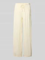 Spodnie damskie - Spodnie materiałowe z szeroką nogawką i tunelem - miniaturka - grafika 1