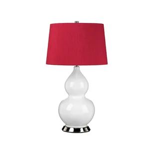 Lampa stołowa ceramiczna biała z czerwonym abażurem Isla E27 60W Elstead - Lampy stojące - miniaturka - grafika 1
