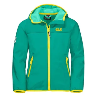 Kurtka dziecięca Jack Wolfskin Fourwinds softshell zielona z kapturem-164 - Moda i Uroda OUTLET - miniaturka - grafika 1