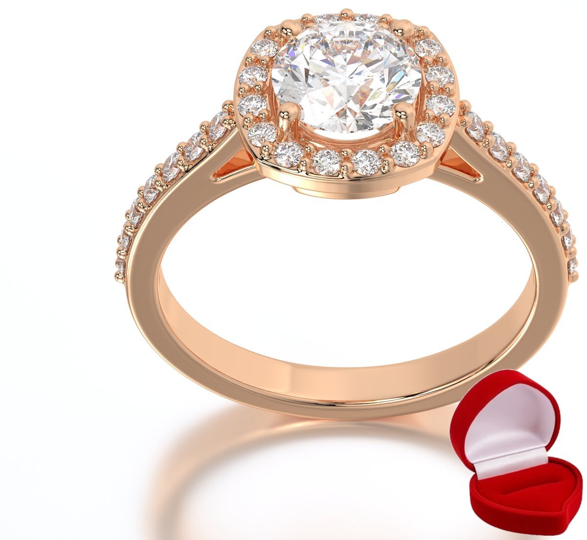 ZŁOTY PIERŚCIONEK ZARĘCZYNOWY 585 14k BRYLANT LAB 1 ct RÓŻOWE ZŁOTO R8