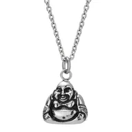 Naszyjniki - Naszyjnik damski z wizerunkiem Buddy, kolor srebrny - Manoki - miniaturka - grafika 1