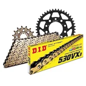Części motocyklowe - Zestaw łańcuchów DID stal 530VX3 / 110 nitowy zamek do Honda CBR F 600 ccm rok prod. 1987-1990 - miniaturka - grafika 1