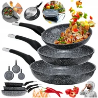 Zestawy garnków i patelni - PRAKTYCZNY ZESTAW PATELNI MARMUROWYCH 20,24,28cm 3SZT GAZ INDUKCJA ZMYWARKA - miniaturka - grafika 1