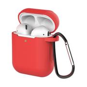Akcesoria do słuchawek - Hurtel Etui do AirPods 2 / AirPods 1 silikonowy miękki pokrowiec na słuchawki + brelok karabińczyk zawieszka czerwony (case D) - miniaturka - grafika 1