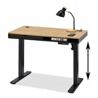 Biurka - Wąskie Biurko Z Szufladą Otso 100 Czarny Dąb Regulowane Elektrycznie Z Usb - miniaturka - grafika 1