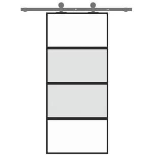Drzwi przesuwne, czarne, 90x205 cm, szkło hartowane, aluminium 8721012120549 - Drzwi wewnętrzne - miniaturka - grafika 4