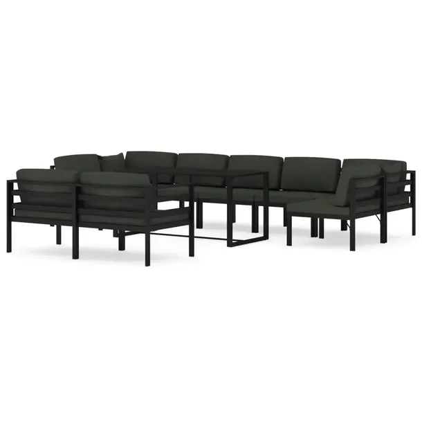 Aluminiowy zestaw wypoczynkowy do ogrodu antracytowy, modułowy, z poduszka