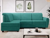 Narożniki - Komfortowy narożnik lewostronny MILO z funkcją spania turkusowy. - miniaturka - grafika 1