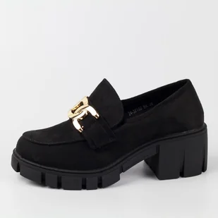 Czarne zamszowe półbuty damskie, mokasyny na trapery Vinceza 37100 - Mokasyny damskie - miniaturka - grafika 1