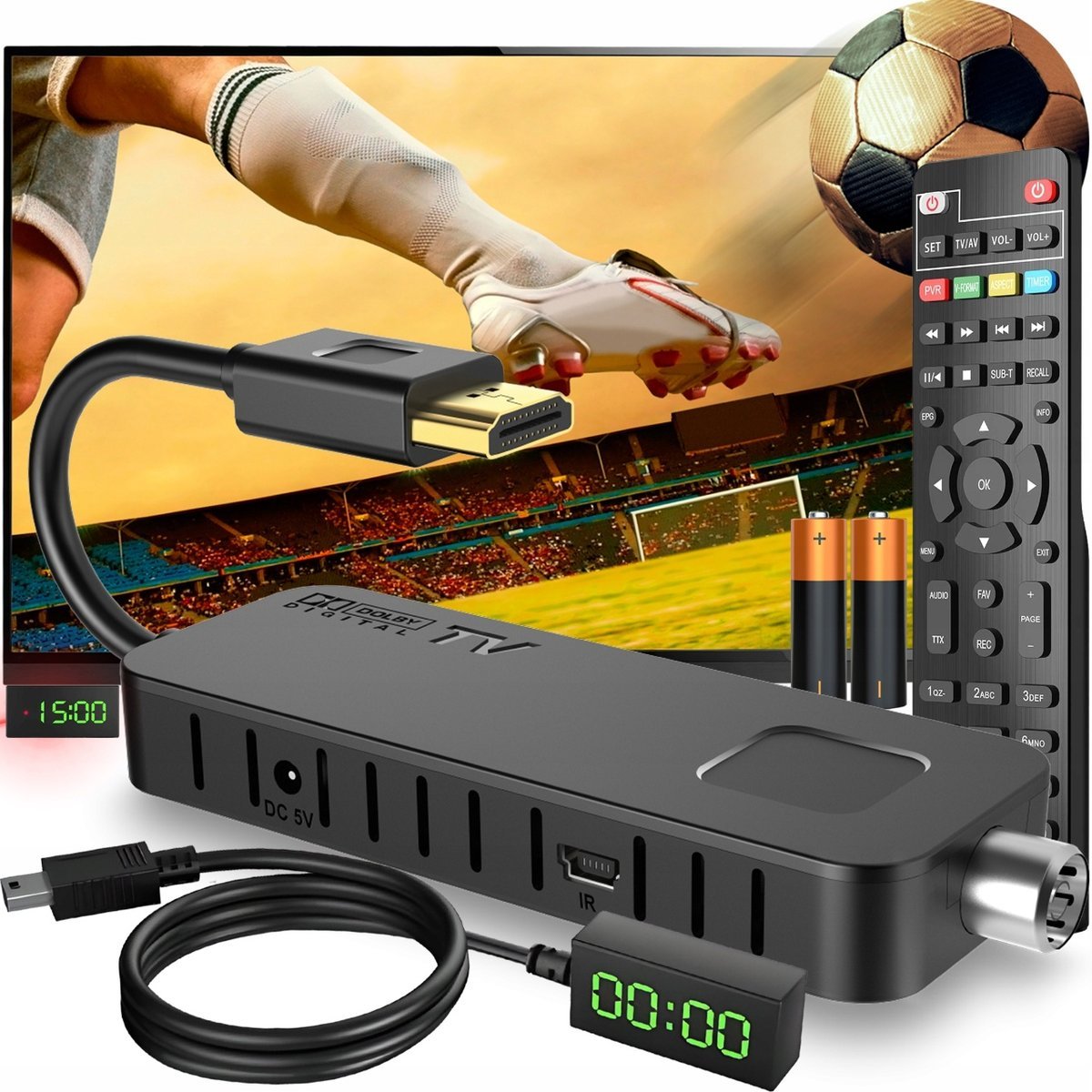 DEKODER TUNER TV HD DVB-T2 i DVB-C HEVC H.265 MINI STICK NAGRYWANIE PVR