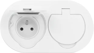 Hermetyczne gniazdo elektryczne podwójne, owalne, IP55, 2x2P+ZFrench, białe - Gniazdka elektryczne - miniaturka - grafika 1