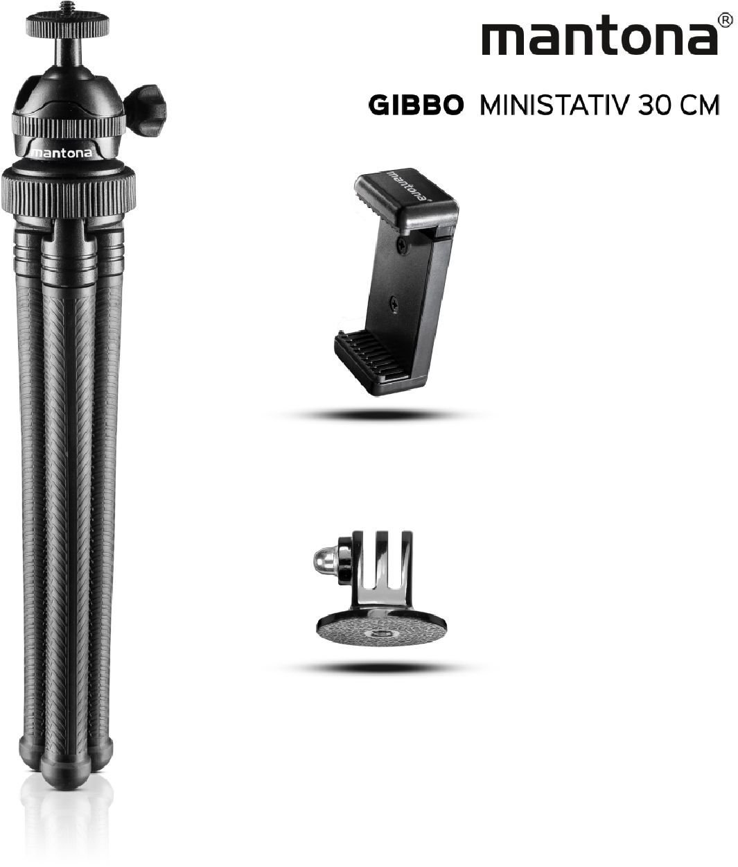 Mantona Gibbo Flex 30 cm mini statyw z głowicą kulową do aparatów i smartfonów