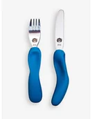 Sztućce dla dzieci - Nana's Manners, Sztućce kształtujące chwyt: Widelec, Nóż, Sea Blue, 3+ - miniaturka - grafika 1