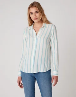 Koszula Damska Wrangler Stripe Shirt Carribean Sea W5R6Tib13-S - Koszule damskie - miniaturka - grafika 1