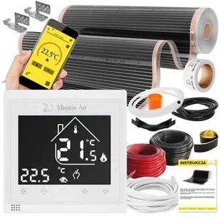 Folia grzewcza na podczerwień MISSION AIR 160 W/m2 Black Silver PTC 30m2 (30m x 100cm) + regulator Libra Bialy Wi-Fi | Bezpłatny transport - Ogrzewanie podłogowe - miniaturka - grafika 1