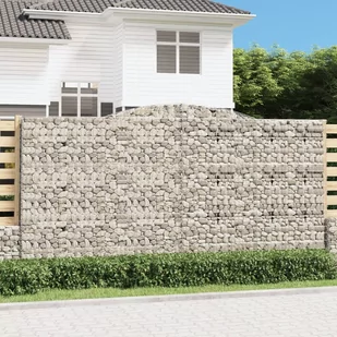 vidaXL Kosze gabionowe, 7 szt, 400x30x200/220 cm, galwanizowane żelazo - Pozostałe narzędzia ogrodowe - miniaturka - grafika 1
