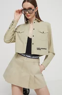 Koszule damskie - Karl Lagerfeld Jeans koszula bawełniana damska kolor beżowy regular z kołnierzykiem klasycznym - miniaturka - grafika 1
