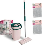 Miotły, szufle, mopy - Mop YORK płaski wyciskany do mycia podłóg HANDY + wiadro dwukomorowe + kij składany + 2 wkłady zapasowe - miniaturka - grafika 1