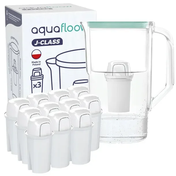 Dzbanek filtrujący plastikowy AquaFloow J-CLASS 2,5l miętowy + 12x filtr